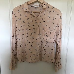 Zara button down blush shirt